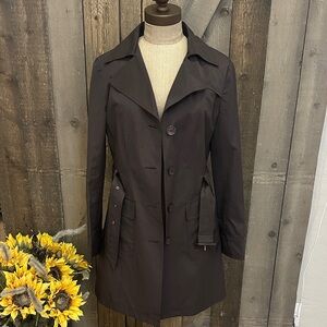 Max Mara Chocolate Brown Trench Coat M Belted Button Front Classic